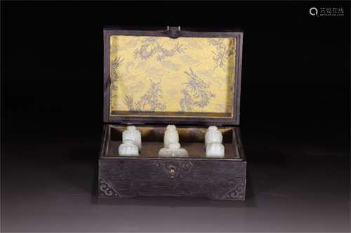 A Set of Chinese Carved Jade Seals