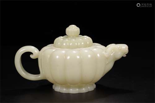 A Chinese Carved Jade Teapot