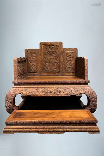 A Chinese Carved Hardwood Chair