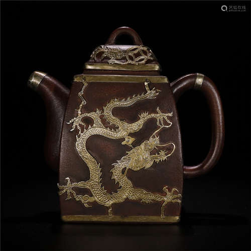 A Chinese Carved Yixing Clay Teapot