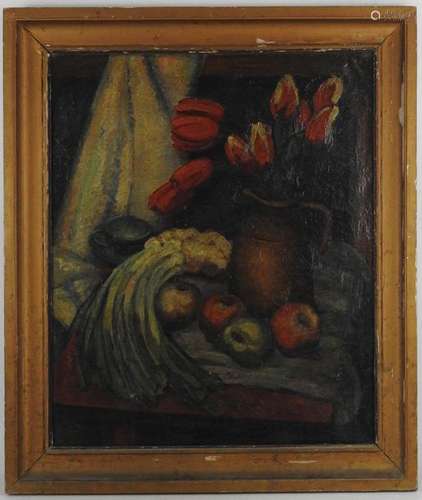 Ecole Début XXème siècle. Nature morte aux tulipes…