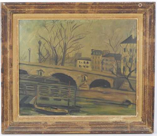 Ecole FRANCAISE début XXème. Pont. Huile sur toile…