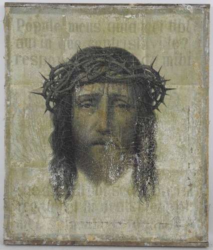 Ecole début XXème. Ecce Homo. Huile sur toile. Tra…