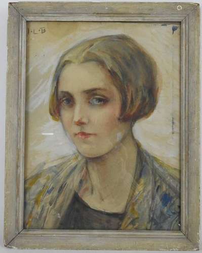 Ecole FRANCAISE du XXème. Portrait de femme. Aquar…