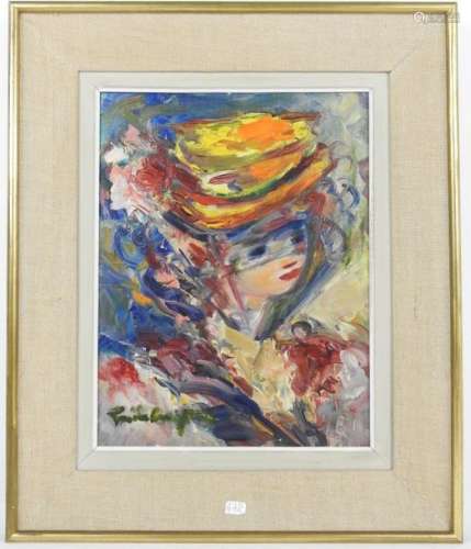 Guido CODAGNONE (1901 1968). Femme au chapeau. Hui…