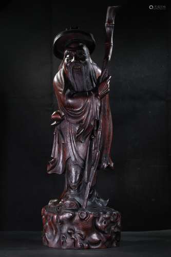 Agarwood Fisherman Statue