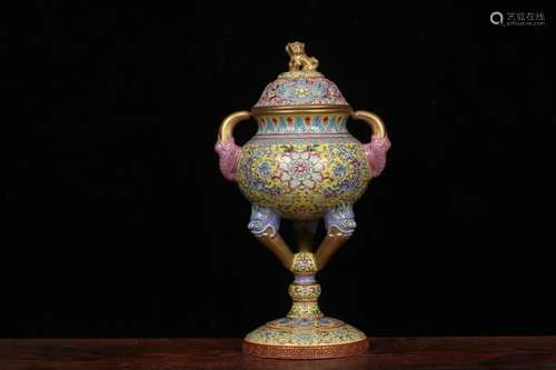 Yellow Ground Floral Censer