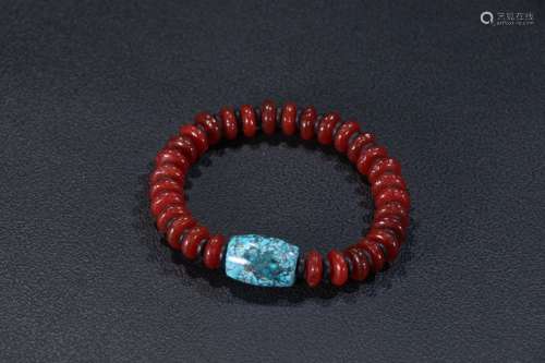 Agate Bracelet with Turquoise Stone