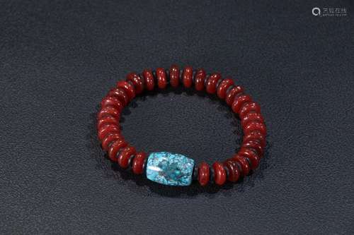 Agate Bracelet with Turquoise Stone