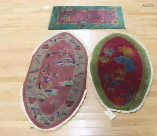 3 Finely Hand Woven Art Deco Chinese Area Carpets