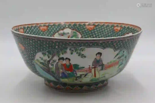 Chinese Famille Verte Porcelain Punch