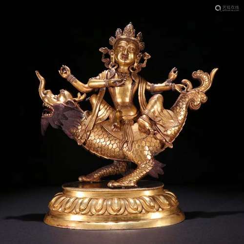 Gilt Bronze Guanyin Statue