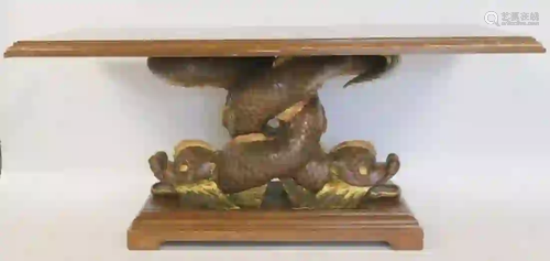 Antique Carved And Gilt Decorated Dolphin Base