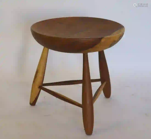 Vintage Nakashima Style Wood Stool.