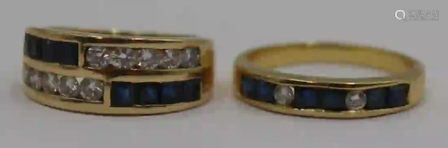 JEWELRY. (2) 18kt Gold, Diamond and Sapphire Rings