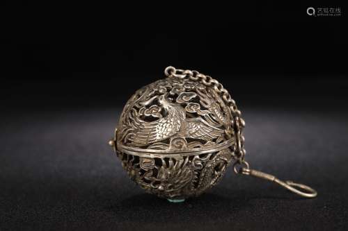 Silver Carving Incense Ball