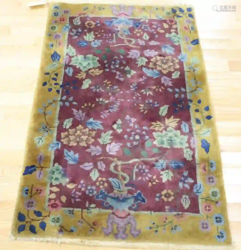 Finely Hand Woven Art Deco Chinese Carpet.