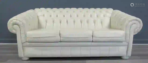 Vintage And Fine Quality White Leather Sofa