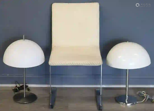 Midcentury Chrome Chair Together With 2 Table