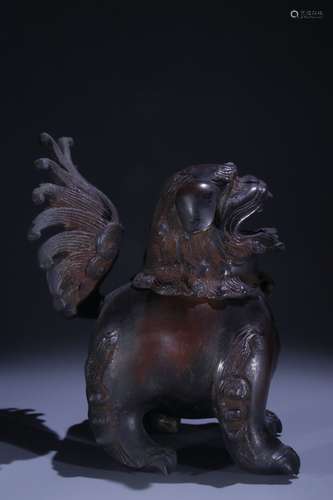 Bronze Lion Shaped Incenser Burner Ornament