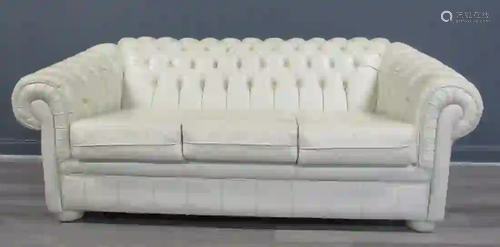 Vintage And Fine Quality White Leather Sofa