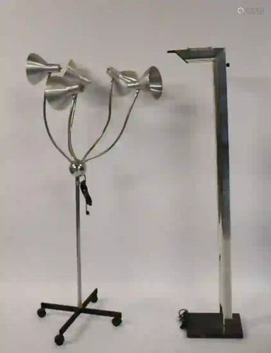 2 Midcentury Chrome Standing Lamps