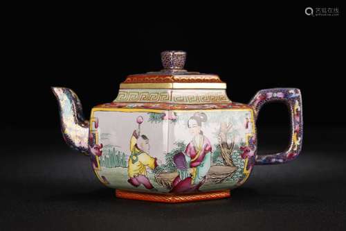 Zisha Enameled Teapot