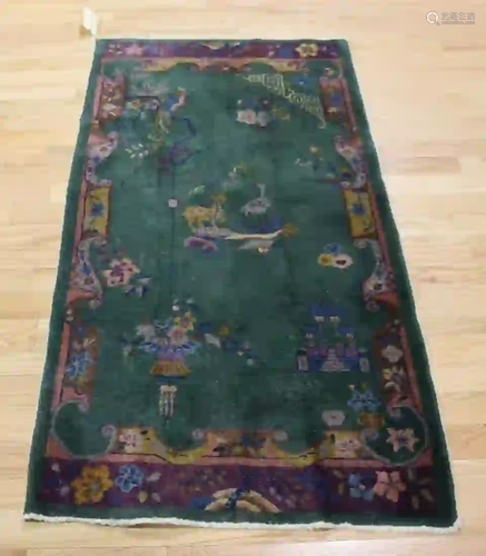 Art Deco And Finely Hand Woven Chinese Carpet.