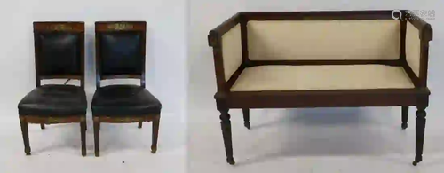 Antique Empire Style Settee & Pair Of Chairs