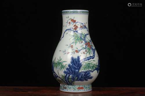 Blue and White Doucai Floral Zun Vase