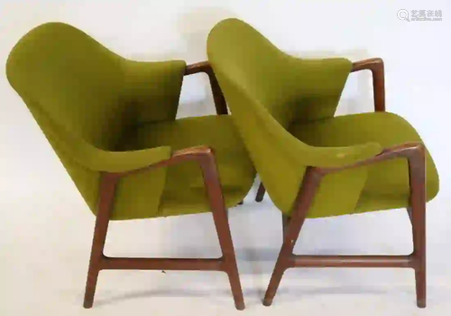 Midcentury Pair Of Upholstered Arm Chairs