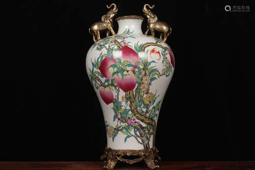 Famille Rose Floral Meiping Vase