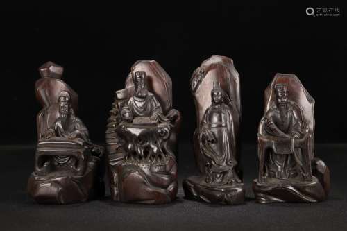 A Set of Rosewood Figure Ornaments