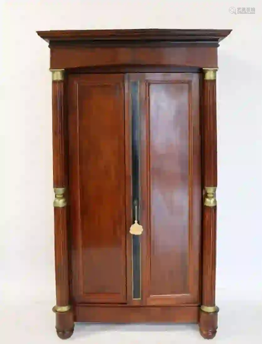 Antique Mahogany And Brass Mounted Armoire