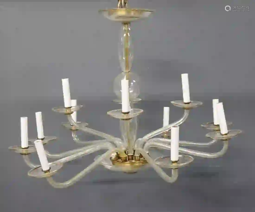 Art Deco Murano Style Glass Chandelier