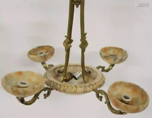 Antique Alabaster Chandelier .