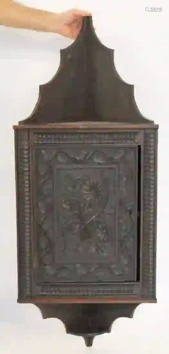 Antique Continental Finely Carved 1 Door Corner