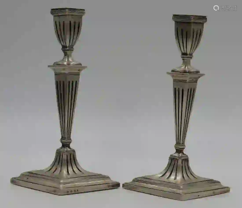 SILVER. Pair of Dutch .835 Silver Candlesticks.