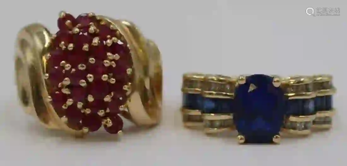 JEWELRY. (2) 10kt Gold, Colored Gem and Diamond