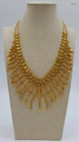JEWELRY. Persian 22kt Gold Bib Form Necklace.