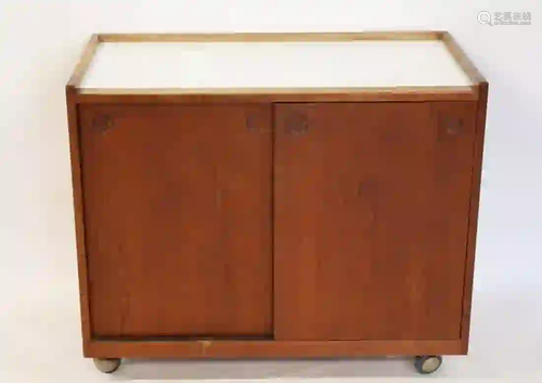 Midcentury Teak Sliding Door Cabinet