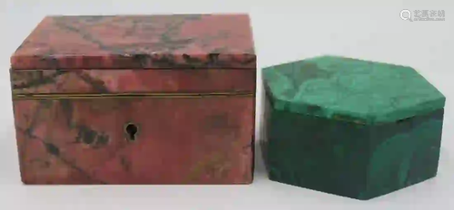 Decorative Boxes Grouping Including Rhodochrosite?