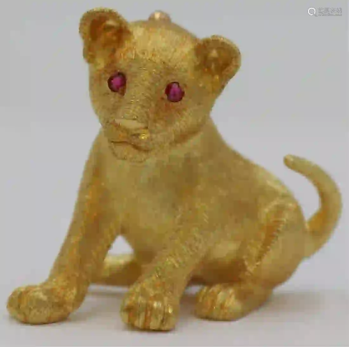 JEWELRY. Signed 18kt Gold Lion Cub Brooch.