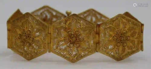 JEWELRY. 18kt Gold Filigree Bracelet.