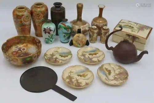 Japanese Satsuma, Enamel, and Bronze Cabinet Items