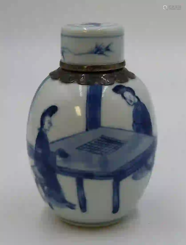 Chinese Silver Mounted Blue And White Porcelain