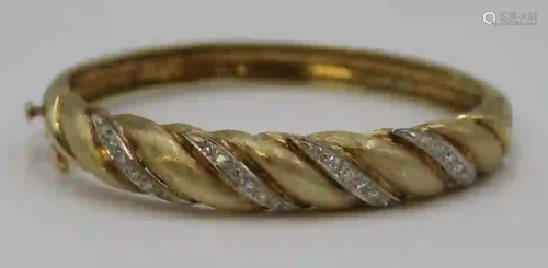 JEWELRY. Vintage 14kt Gold and Diamond Bracelet.