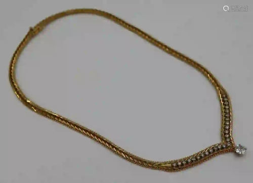 JEWELRY. Italian 14kt Gold and Diamond Necklace.