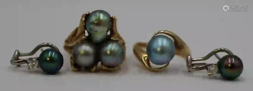 JEWELRY. Tahitian Pearl and Gold Jewelry Grouping.