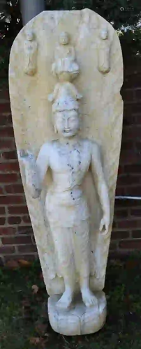 Antique Carved Marble Buddha in Relief.